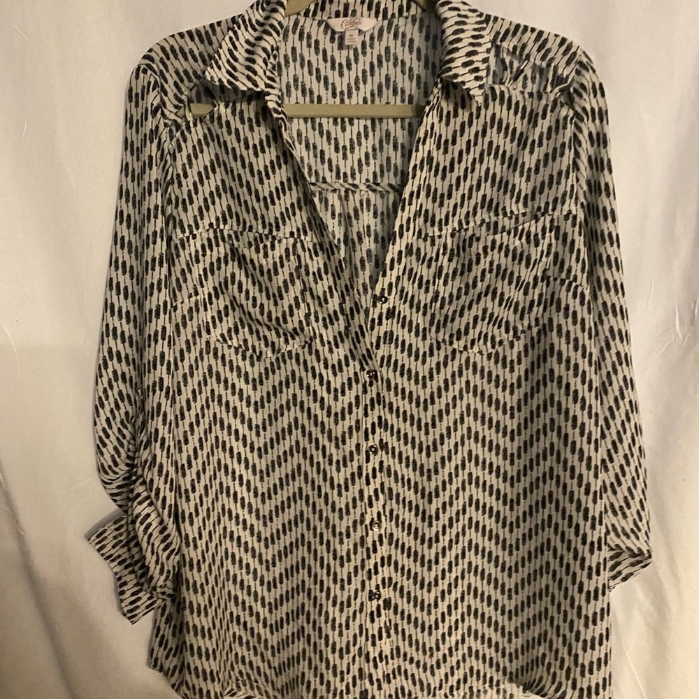 Black and white button down shirt